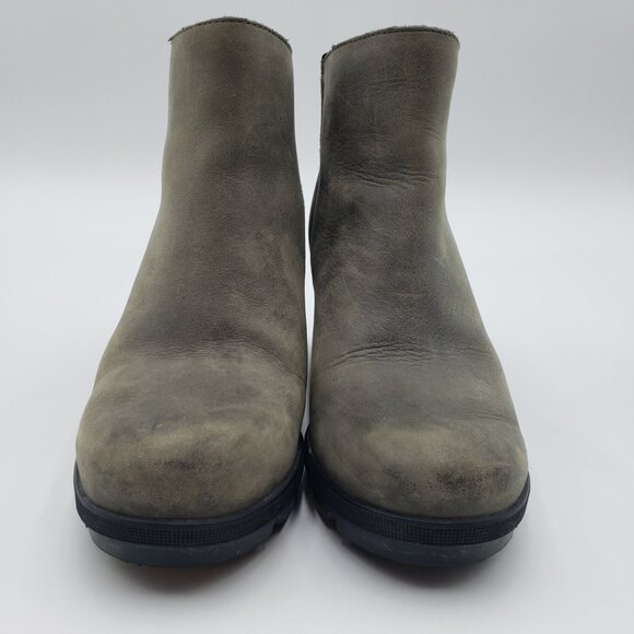 Sorel Joan of Artic Wedge ll Zip Bootie Boots 7.5 Womens Leather Ankle Gray - Picture 2 of 10
